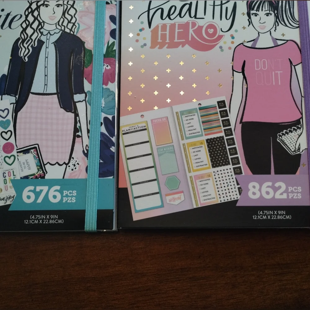 The Happy Planner Sticker Collection, 2 Books Healthy Hero Fitness and Socialite